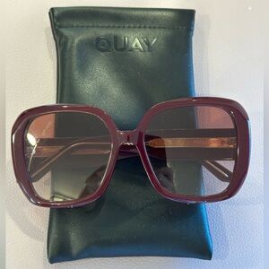 Quay Australia Wine Red Square Sunglasses “Full Glam”